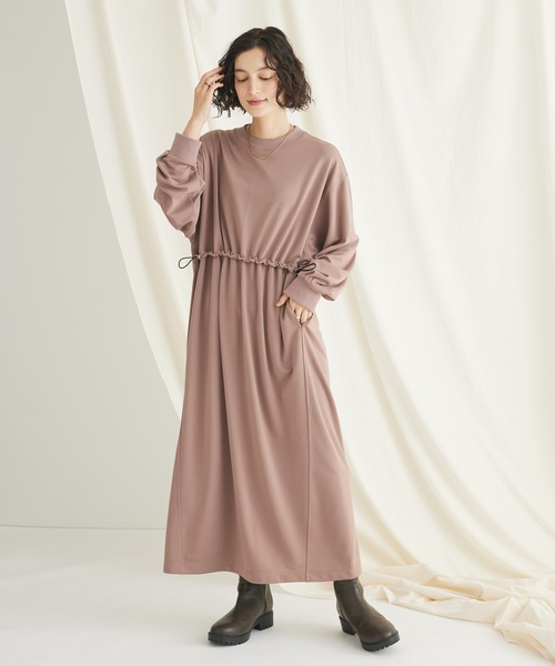 CRAFT STANDARD BOUTIQUE(クラフトスタンダードブティック)の「ポンチウエストドロストワンピース(ワンピース・レディース・ベージュ/ブルー/チャコールグレー・FREE)」の1枚目の写真