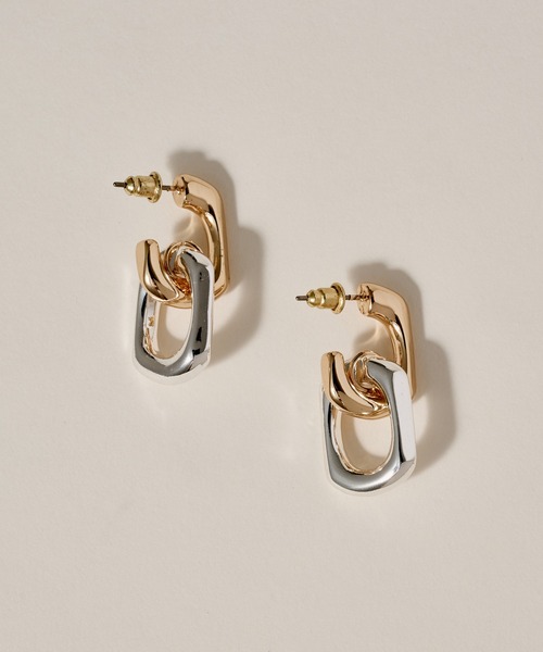 novice(ノーヴィス)の「【novice】Bicolor Square Hoop Pierce(ピアス(両耳用)・レディース・マルチ・FREE)」の2枚目の写真