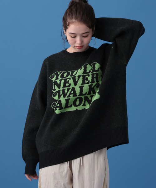 PBLIM（ページボーイリム）の「PBLIM/メッセージロゴニット（ニット/セーター・レディース・オフホワイト/オレンジ/ブラック・FREE）」の2枚目の写真