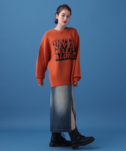 PBLIM（ページボーイリム）の「PBLIM/メッセージロゴニット（ニット/セーター・レディース・オフホワイト/オレンジ/ブラック・FREE）」の7枚目の写真