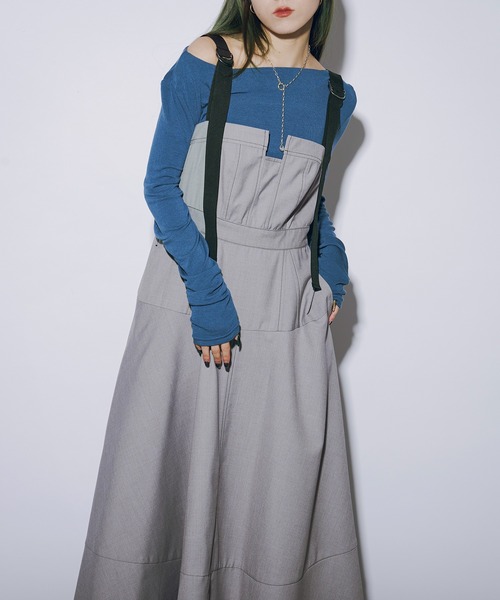 Ezick（エジック）の「Panel bustier ステッチキャミドレス