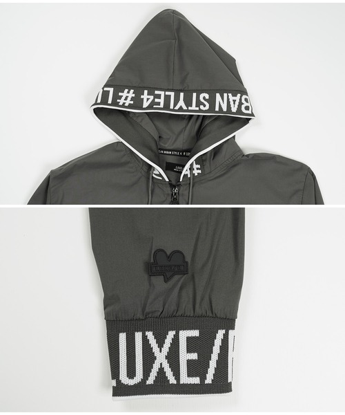 LUXE/R GOLF ストレッチ布帛 切り替え長袖パーカー 撥水ストレッチ布帛止水ジップバイカラー長袖プルパーカー