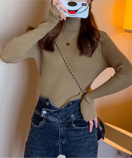 MAISON DE THERESE(メゾン ド テレーズ)の「ボトムインナーハーフハイネックニットトップス(ニット/セーター・レディース・ダークグリーン/オレンジ/アイボリー/ベージュ/グレー/ブラウン/ブラック/ホワイト・M)」の1枚目の写真