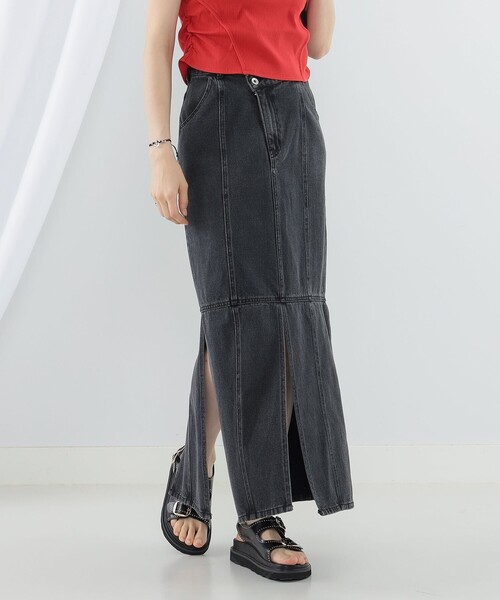 Ray BEAMS（レイビームス）の「Ray BEAMS / デニム スリット スカート（デニムスカート・レディース・ブルー/ブラック・0/1）」の7枚目の写真