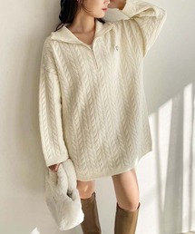 one after another NICE CLAUP | ケーブルニットZIPUPニットワンピース(ワンピース)