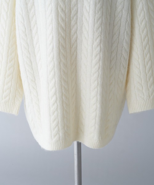 one after another NICE CLAUP（ワンアフターアナザーナイスクラップ）の「ケーブルニットZIPUPニットワンピース（ワンピース・レディース・ライトグレー/ピンク/アイボリー/チャコール・FREE）」の17枚目の写真