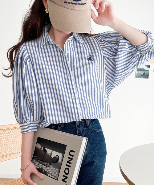 セール】爽やかふんわりテイスト。タック入りボリュームスリーブ ワン