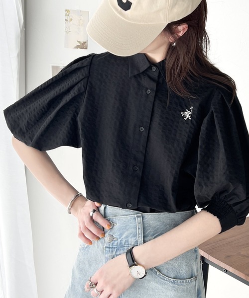 セール】爽やかふんわりテイスト。タック入りボリュームスリーブ ワン