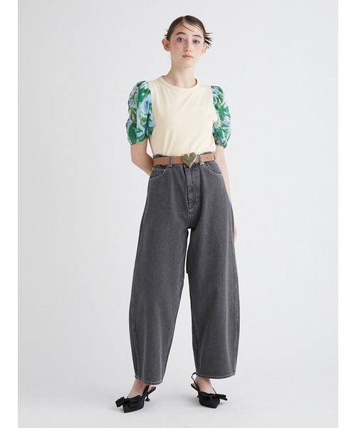 FURFUR（ファーファー）の「カーブワイドデニムパンツ（デニムパンツ・レディース・グレー/ピンク/サックスブルー・0/1）」の2枚目の写真