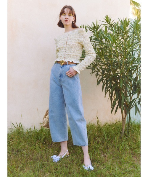 FURFUR（ファーファー）の「カーブワイドデニムパンツ（デニムパンツ・レディース・グレー/ピンク/サックスブルー・0/1）」の4枚目の写真