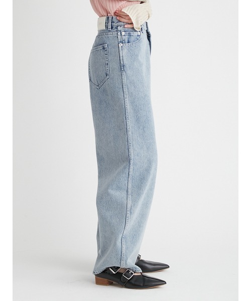 FURFUR（ファーファー）の「カーブワイドデニムパンツ（デニムパンツ・レディース・グレー/ピンク/サックスブルー・0/1）」の9枚目の写真