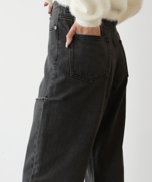 Girly Doll(ガーリードール)の「ダメージストレートパンツ(デニムパンツ・レディース・サックスブルー/ブラック/ブルー・F)」の8枚目の写真