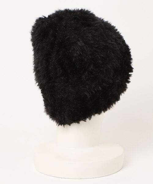 TONE SELECT GOODS（トーンセレクトグッズ）の「【float】ふわふわ ロゴ刺繍 フェイクファー ニット帽（ニットキャップ/ビーニー・レディース・ホワイト/ブラック/ベージュ・FREE）」の4枚目の写真
