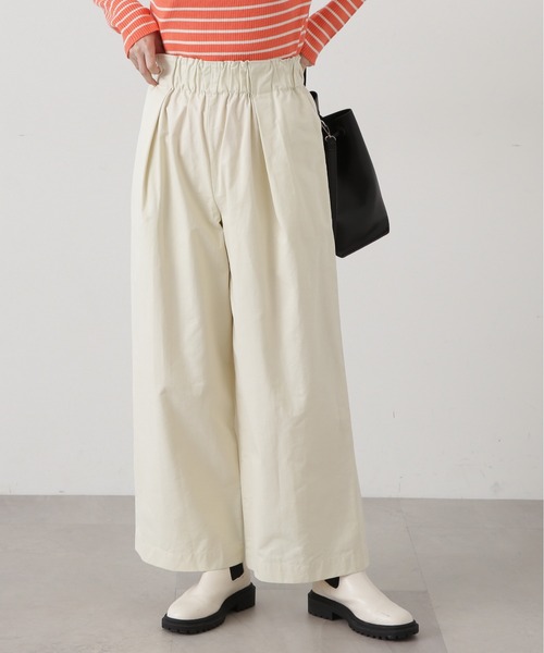 N.(N. Natural Beauty Basic)(エヌエヌナチュラルビューティーベーシック)の「◆リラックスワイドパンツ(スラックス・レディース・クリーム/ライム・MEDIUM)」の3枚目の写真