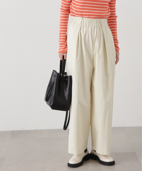 N.(N. Natural Beauty Basic)(エヌエヌナチュラルビューティーベーシック)の「◆リラックスワイドパンツ(スラックス・レディース・クリーム/ライム・MEDIUM)」の4枚目の写真