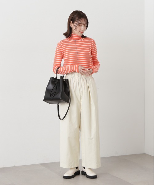 N.(N. Natural Beauty Basic)(エヌエヌナチュラルビューティーベーシック)の「◆リラックスワイドパンツ(スラックス・レディース・クリーム/ライム・MEDIUM)」の7枚目の写真