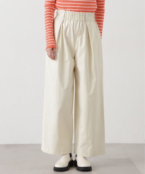 N.(N. Natural Beauty Basic)(エヌエヌナチュラルビューティーベーシック)の「◆リラックスワイドパンツ(スラックス・レディース・クリーム/ライム・MEDIUM)」の9枚目の写真