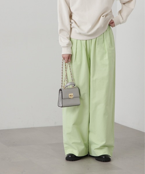 N.(N. Natural Beauty Basic)(エヌエヌナチュラルビューティーベーシック)の「◆リラックスワイドパンツ(スラックス・レディース・クリーム/ライム・MEDIUM)」の13枚目の写真