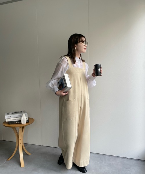 セール】配色ステッチワイドサロペット（サロペット