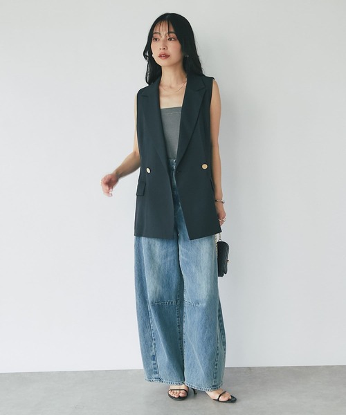 La boutique BonBon スラブスリーブレスジャケット　新品 ラブティックボンボン La boutique BonBon T/Cスラブスリーブ