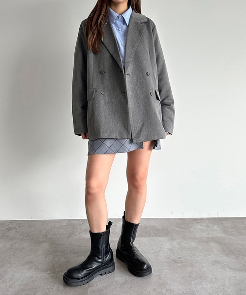 apres jour mignon（アプレジュールミニョン）の「アソートダブルジャケット【ZOZOTOWN限定アイテム】（テーラードジャケット・レディース・ネイビー/ブラック系その他/グレー・フリー/X-LARGE）」の21枚目の写真