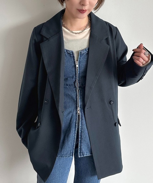 apres jour mignon（アプレジュールミニョン）の「アソートダブルジャケット【ZOZOTOWN限定アイテム】（テーラードジャケット・レディース・ネイビー/ブラック系その他/グレー・フリー/X-LARGE）」の10枚目の写真