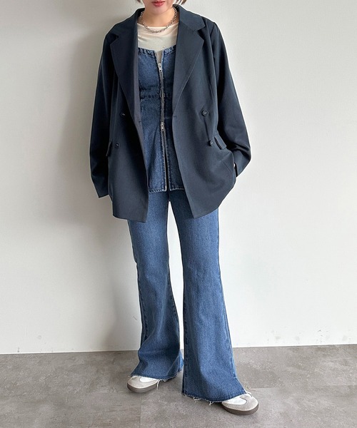 apres jour mignon（アプレジュールミニョン）の「アソートダブルジャケット【ZOZOTOWN限定アイテム】（テーラードジャケット・レディース・ネイビー/ブラック系その他/グレー・フリー/X-LARGE）」の4枚目の写真