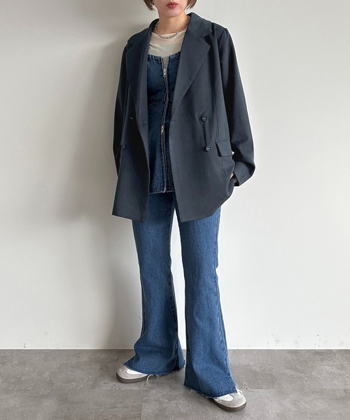 apres jour mignon（アプレジュールミニョン）の「アソートダブルジャケット【ZOZOTOWN限定アイテム】（テーラードジャケット・レディース・ネイビー/ブラック系その他/グレー・フリー/X-LARGE）」の5枚目の写真