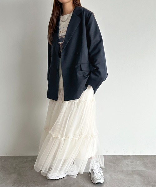 apres jour mignon（アプレジュールミニョン）の「アソートダブルジャケット【ZOZOTOWN限定アイテム】（テーラードジャケット・レディース・ネイビー/ブラック系その他/グレー・フリー/X-LARGE）」の8枚目の写真