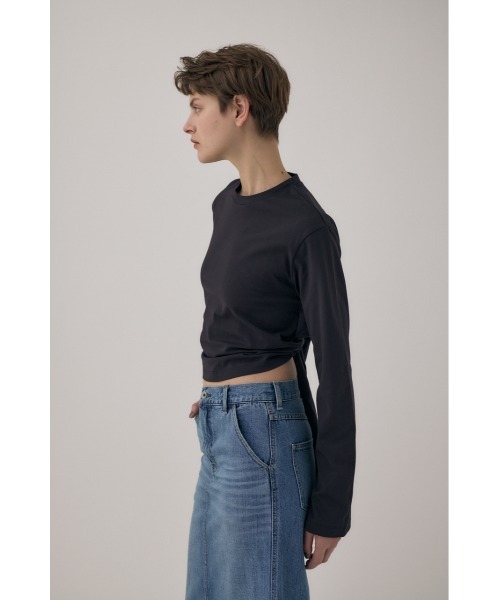 M_(エムアンダーバー)の「オーガニックコットン使用の少しハリのあるTシャツ生地 背中で帯を結わえるデザインの長袖Tシャツ(Tシャツ/カットソー・レディース・アイボリー/ブラック/ライトピンク・FREE)」の8枚目の写真