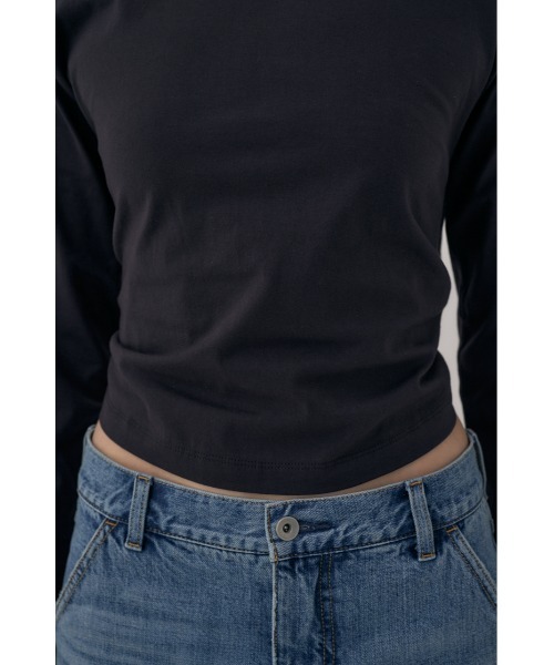 M_(エムアンダーバー)の「オーガニックコットン使用の少しハリのあるTシャツ生地 背中で帯を結わえるデザインの長袖Tシャツ(Tシャツ/カットソー・レディース・アイボリー/ブラック/ライトピンク・FREE)」の12枚目の写真