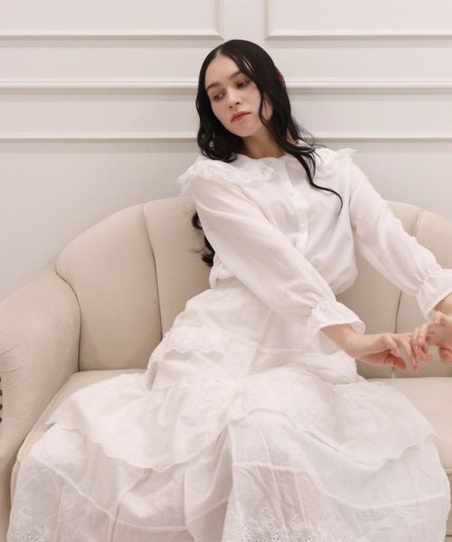 titty＆Co. PETIT（ティティアンドコープティ）の「刺繍レースティアードスカート（スカート・レディース・ホワイト/ブラック・FREE）」の6枚目の写真