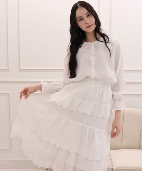 titty＆Co. PETIT（ティティアンドコープティ）の「刺繍レースティアードスカート（スカート・レディース・ホワイト/ブラック・FREE）」の11枚目の写真