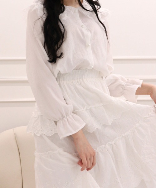 titty＆Co. PETIT（ティティアンドコープティ）の「刺繍レースティアードスカート（スカート・レディース・ホワイト/ブラック・FREE）」の12枚目の写真