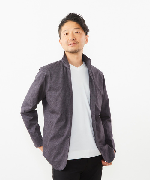 MEN'S MELROSE(メンズメルローズ)の「ムリネハイゲージスタンドカラージャケット(テーラードジャケット・メンズ・ネイビー/グレー・3/5/4/2)」の1枚目の写真