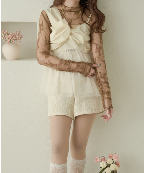 Ambre Neige(アンブルネージュ)の「花柄レーストップス/WEB/EC限定商品(シャツ/ブラウス・レディース・ダークブラウン/アイボリー/ブラック・FREE)」の6枚目の写真