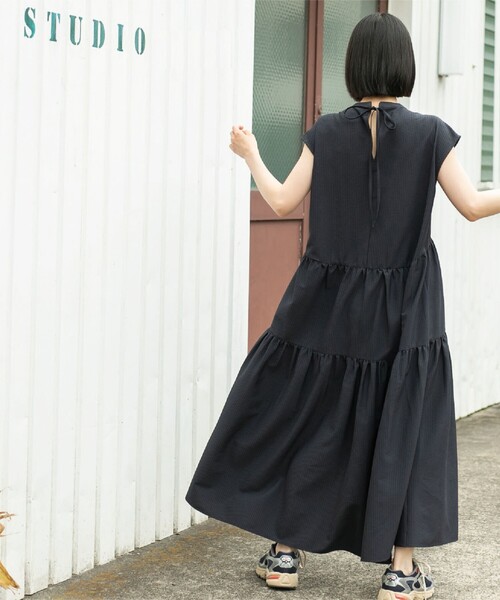 coen(コーエン)の「【WEB限定】シアサッカーティアードワンピース(ワンピース・レディース・オリーブ/ターコイズブルー/ダークグレー・M/L)」の11枚目の写真