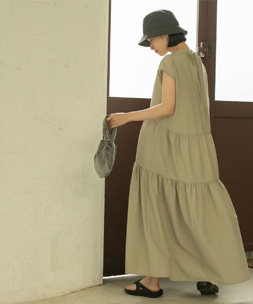 coen(コーエン)の「【WEB限定】シアサッカーティアードワンピース(ワンピース・レディース・オリーブ/ターコイズブルー/ダークグレー・M/L)」の20枚目の写真