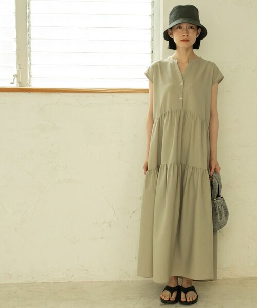 coen(コーエン)の「【WEB限定】シアサッカーティアードワンピース(ワンピース・レディース・オリーブ/ターコイズブルー/ダークグレー・M/L)」の21枚目の写真