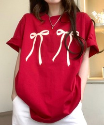 LAFFMO（ラフモ）の「リボンプリントTシャツ（Tシャツ/カットソー）」