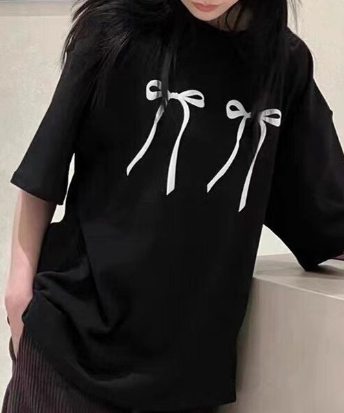 LAFFMO(ラフモ)の「リボンプリントTシャツ(Tシャツ/カットソー・レディース・ホワイト/ブラック/レッド・F)」の18枚目の写真