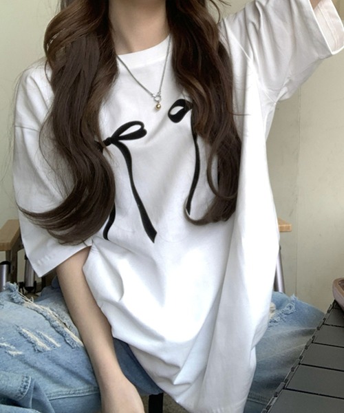 LAFFMO(ラフモ)の「リボンプリントTシャツ(Tシャツ/カットソー・レディース・ホワイト/ブラック/レッド・F)」の17枚目の写真