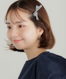 flower | プチギンガムリボンクリップ(バレッタ/ヘアクリップ)