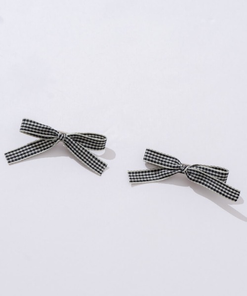 flower（フラワー）の「プチギンガムリボンクリップ（バレッタ/ヘアクリップ・レディース・ブラック・FREE）」の2枚目の写真