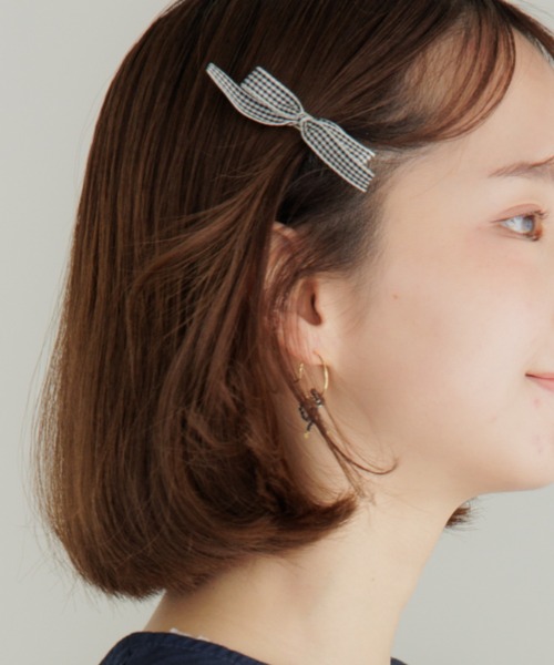 flower（フラワー）の「プチギンガムリボンクリップ（バレッタ/ヘアクリップ・レディース・ブラック・FREE）」の12枚目の写真