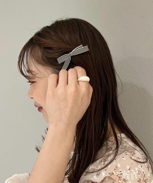 flower（フラワー）の「プチギンガムリボンクリップ（バレッタ/ヘアクリップ・レディース・ブラック・FREE）」の14枚目の写真