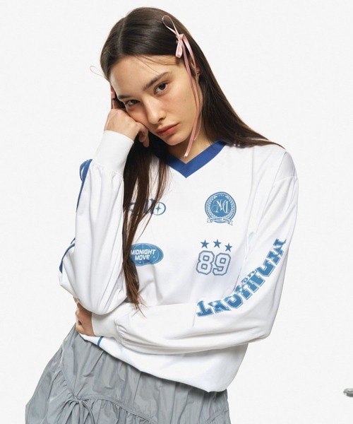 Midnight Move(ミッドナイトムーブ)の「Midnight Move/SOCCER プルオーバー 2115041(Tシャツ/カットソー・レディース・ピンク/ホワイト/グレー・FREE)」の7枚目の写真