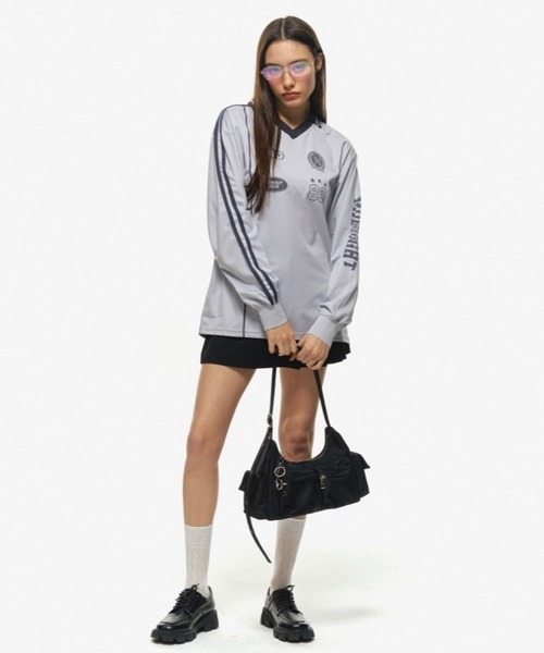 Midnight Move(ミッドナイトムーブ)の「Midnight Move/SOCCER プルオーバー 2115041(Tシャツ/カットソー・レディース・ピンク/ホワイト/グレー・FREE)」の8枚目の写真