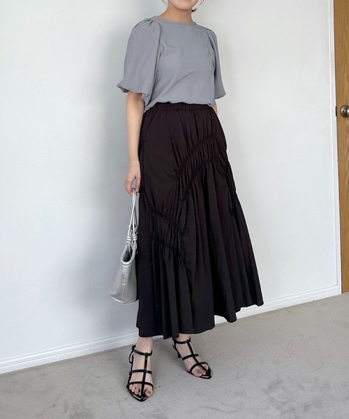 mysty woman（ミスティウーマン）の「ランダムシャーリングスカート 118547（スカート・レディース・チャコールグレー/カーキ/アイボリー・FREE）」の15枚目の写真