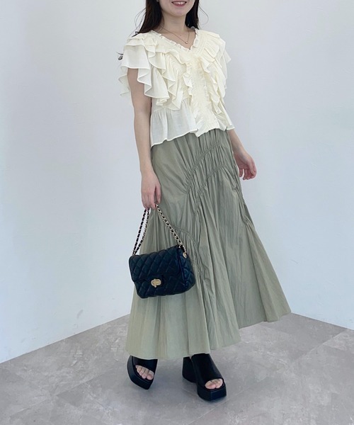 mysty woman（ミスティウーマン）の「ランダムシャーリングスカート 118547（スカート・レディース・チャコールグレー/カーキ/アイボリー・FREE）」の17枚目の写真